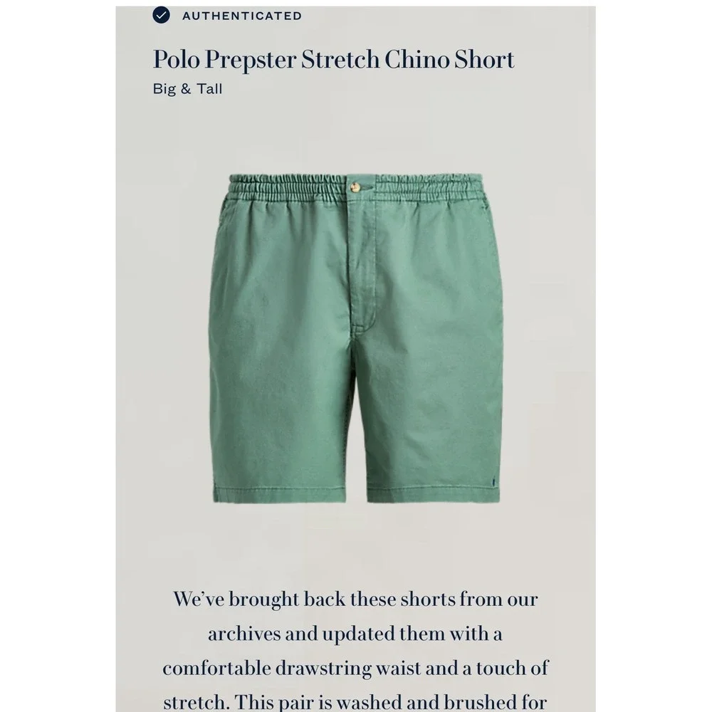 Polo Ralph Lauren Polo Prepster Stretch Chino Short Men's 3XB Big Green Elastic